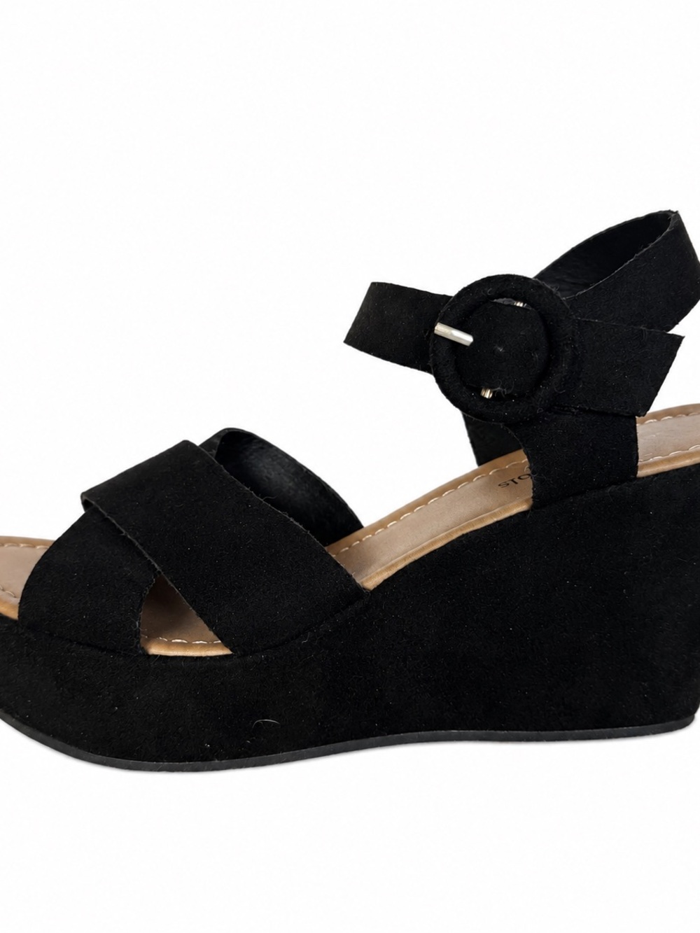 Seven Dials Black Platform Wedge Sandals Size 7.5